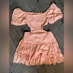 Elegant Peach Ruffled Dress